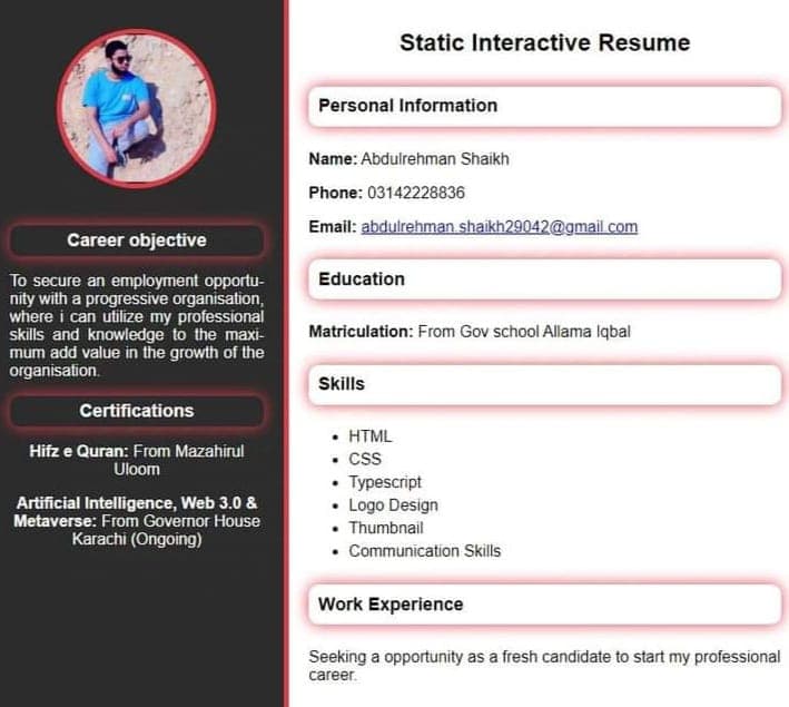 Static Resume Project